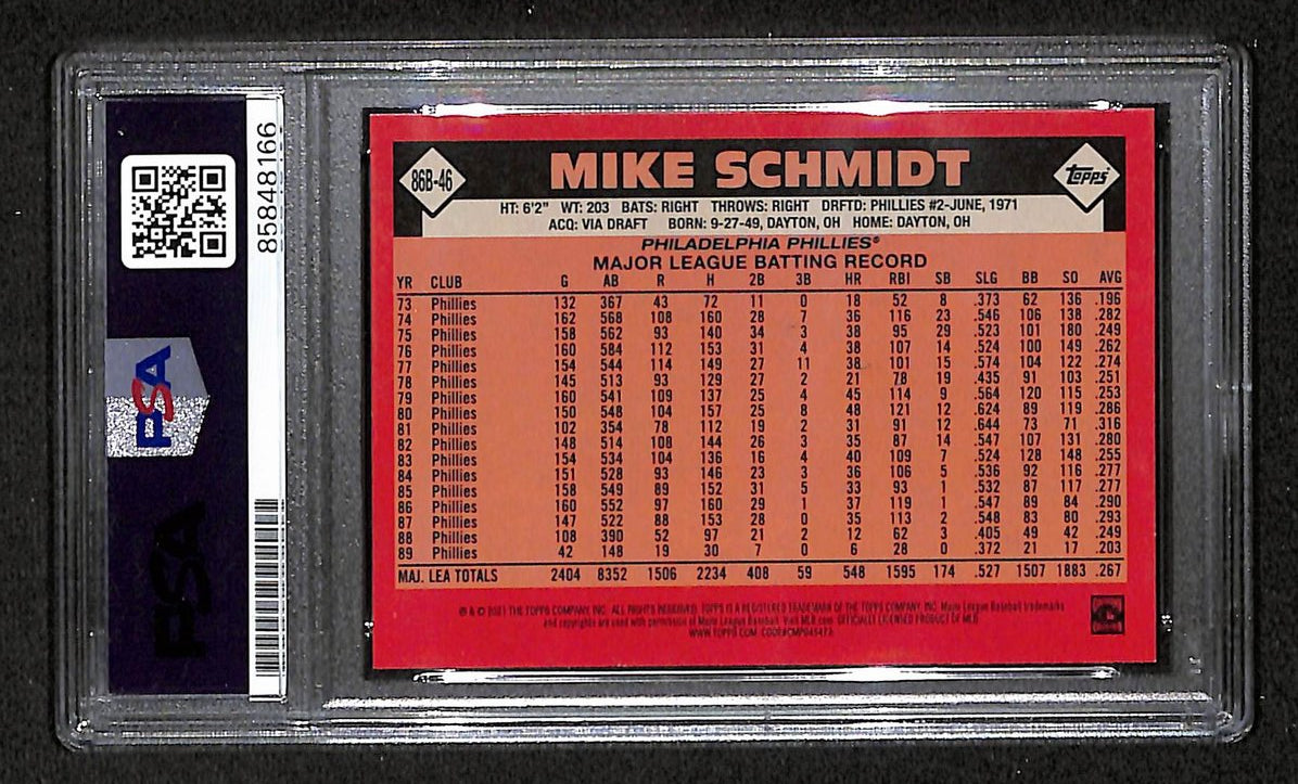 Mike Schmidt 2021 Topps Card #86B-46 Phillies HOF Signed PSA/DNA 10 209369