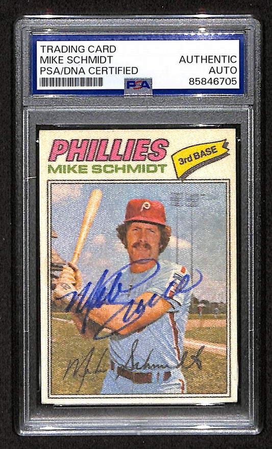 Mike Schmidt 1977 Topps Sticker Card #41 Phillies HOF Signed PSA/DNA 209376