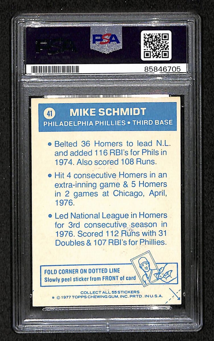 Mike Schmidt 1977 Topps Sticker Card #41 Phillies HOF Signed PSA/DNA 209376