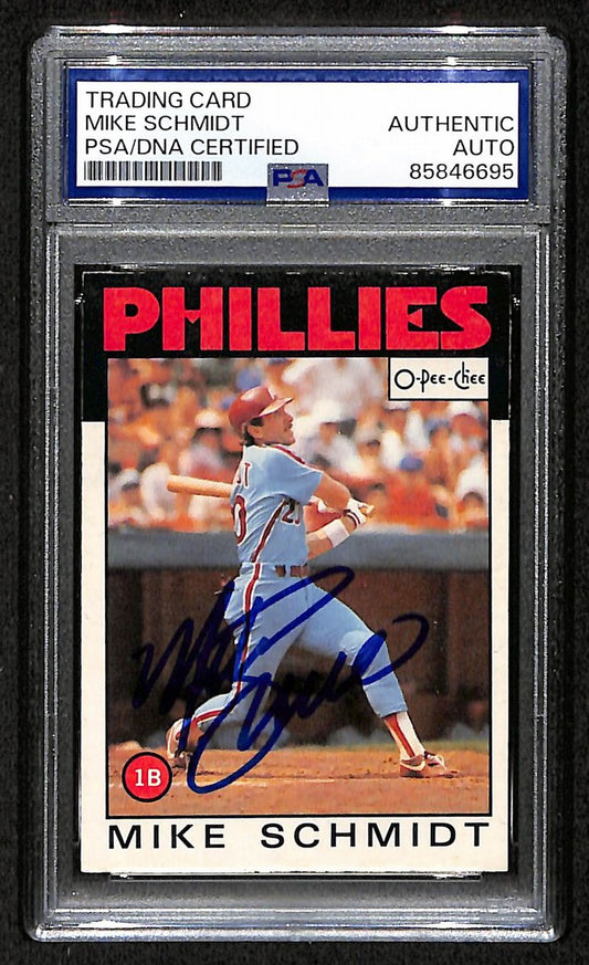 Mike Schmidt 1986 O-Pee-Chee OPC Card #200 Phillies HOF Signed PSA/DNA 209379