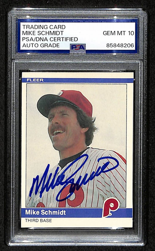 Mike Schmidt 1984 Fleer Card #48 Phillies HOF Signed PSA/DNA Auto GEM 10 209355
