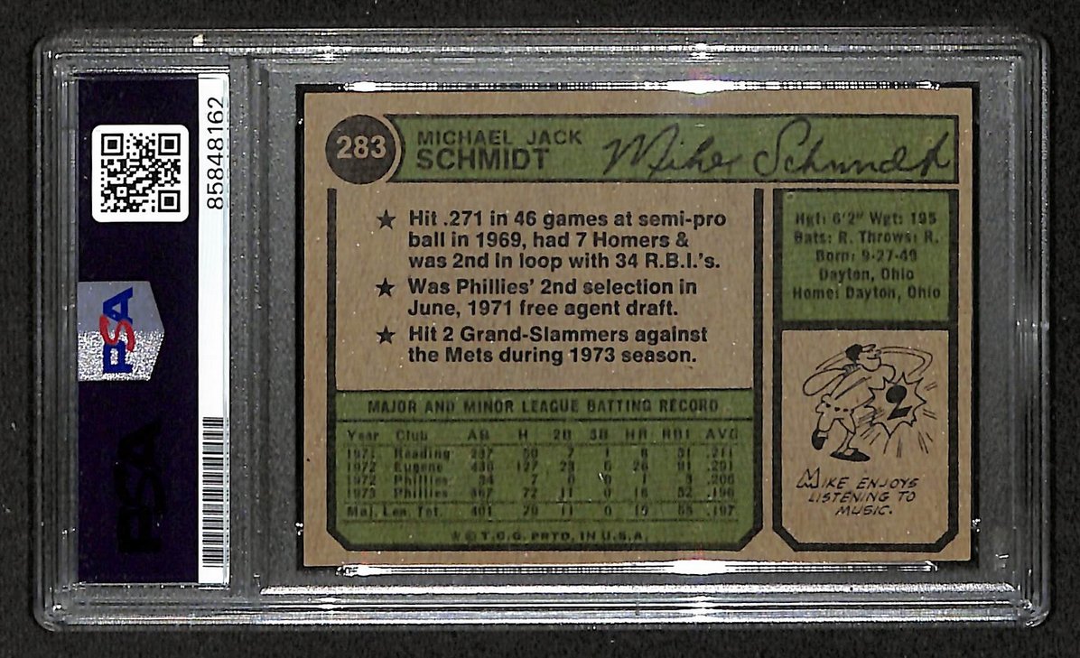 Mike Schmidt 1974 Topps Card #283 Phillies HOF Signed PSA/DNA Auto GEM 10 208756
