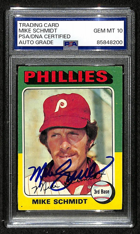 Mike Schmidt 1975 Topps Card #70 Phillies HOF Signed PSA/DNA Auto GEM 10 208757
