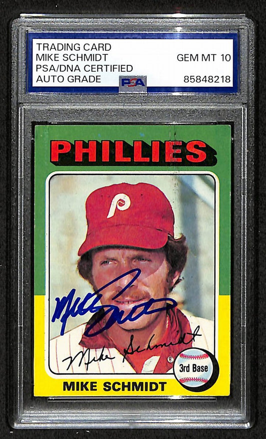 Mike Schmidt 1975 Topps Card #70 Phillies HOF Signed PSA/DNA Auto GEM 10 208758