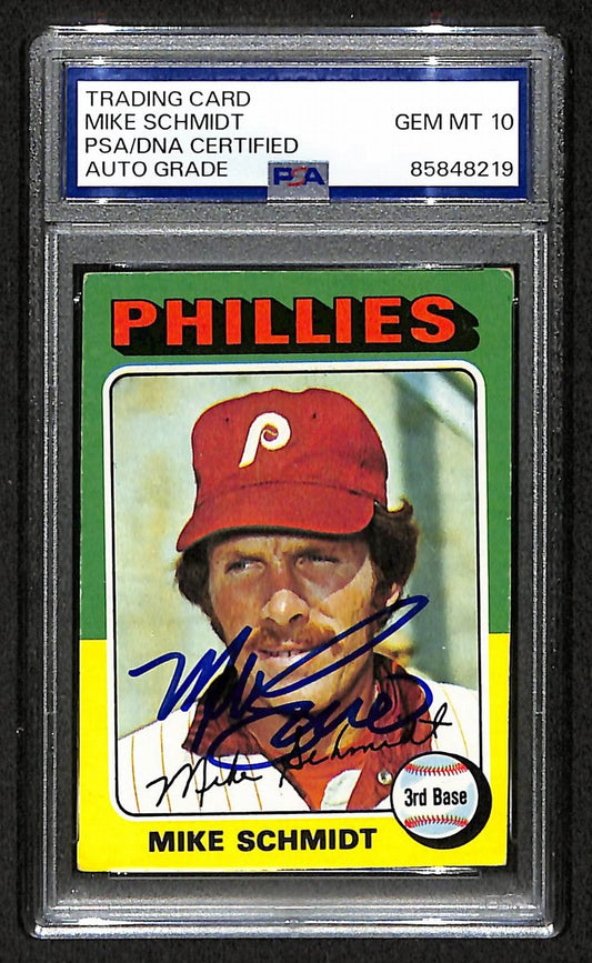 Mike Schmidt 1975 Topps Card #70 Phillies HOF Signed PSA/DNA Auto GEM 10 208759