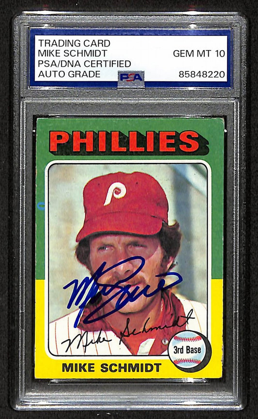 Mike Schmidt 1975 Topps Card #70 Phillies HOF Signed PSA/DNA Auto GEM 10 208760