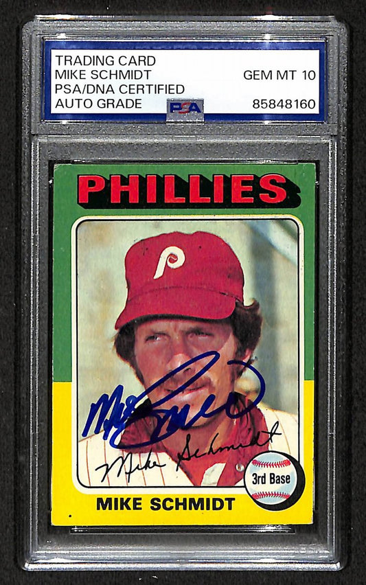 Mike Schmidt 1975 Topps Card #70 Phillies HOF Signed PSA/DNA Auto GEM 10 208761