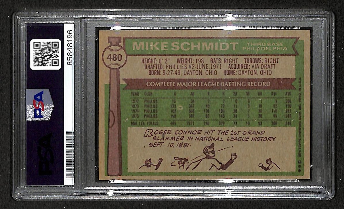 Mike Schmidt 1976 Topps Card #480 Phillies HOF Signed PSA/DNA Auto GEM 10 208762
