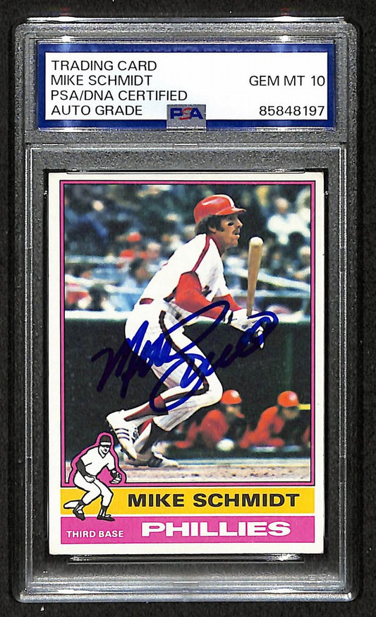 Mike Schmidt 1976 Topps Card #480 Phillies HOF Signed PSA/DNA Auto GEM 10 208763