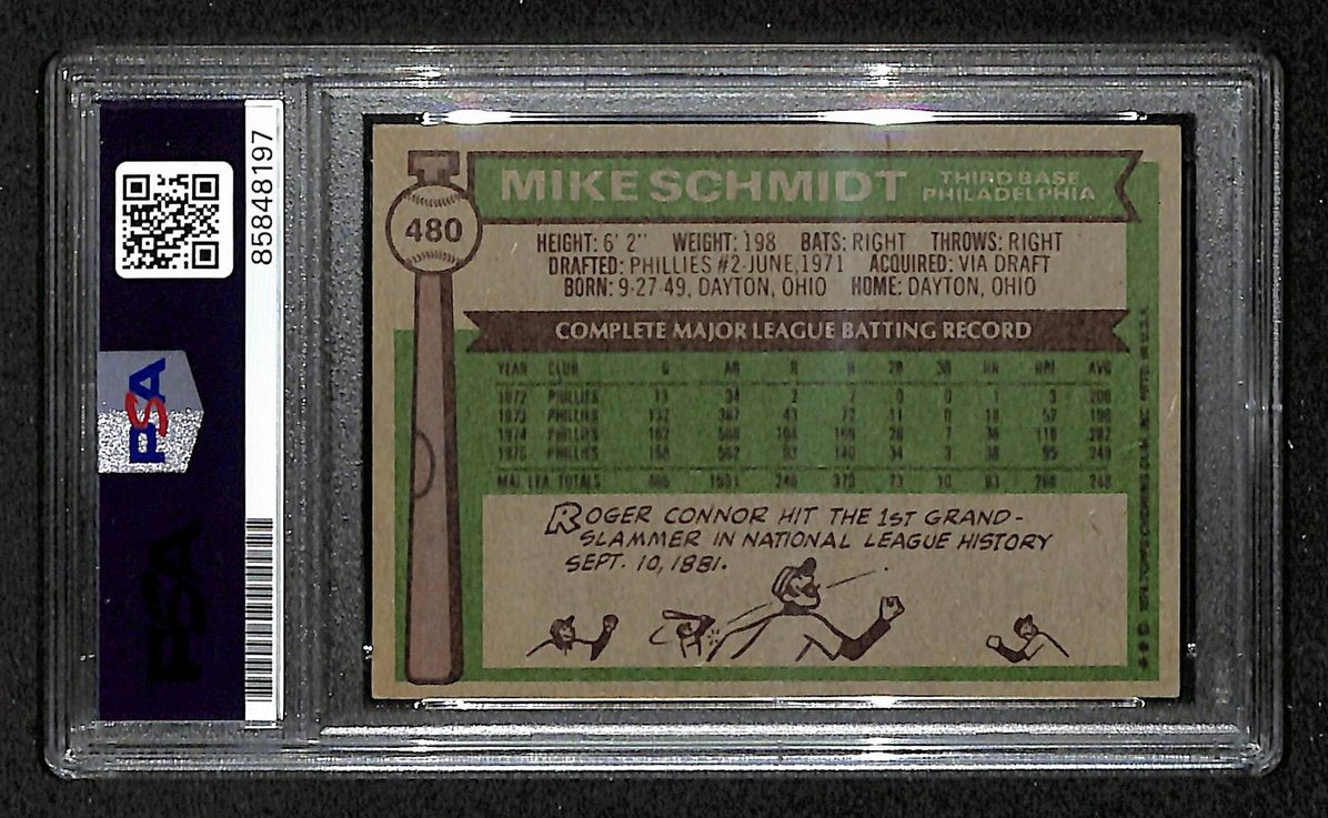 Mike Schmidt 1976 Topps Card #480 Phillies HOF Signed PSA/DNA Auto GEM 10 208763