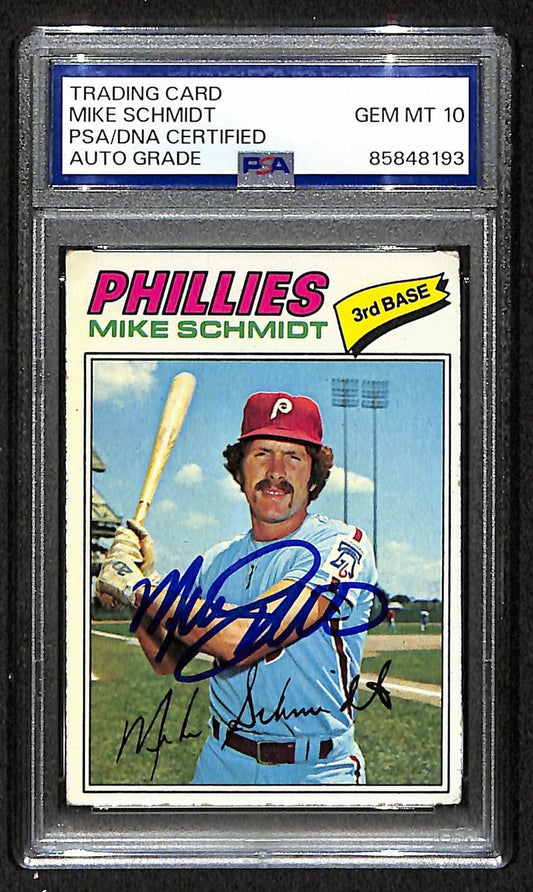 Mike Schmidt 1977 Topps Card #140 Phillies HOF Signed PSA/DNA Auto GEM 10 208764
