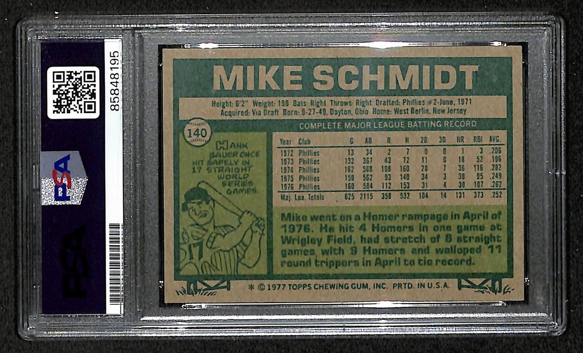 Mike Schmidt 1977 Topps Card #140 Phillies HOF Signed PSA/DNA Auto GEM 10 208765