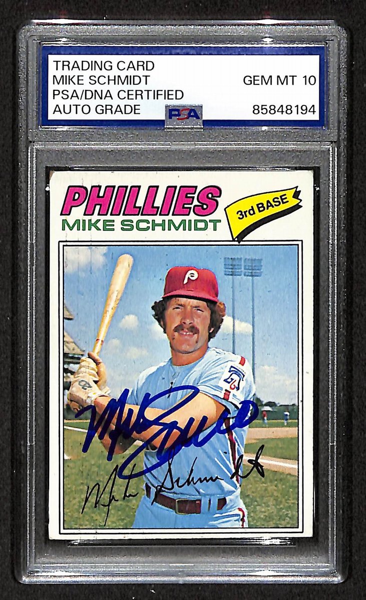 Mike Schmidt 1977 Topps Card #140 Phillies HOF Signed PSA/DNA Auto GEM 10 208766