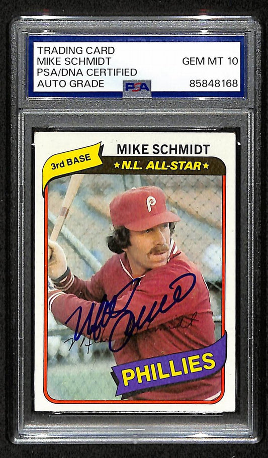 Mike Schmidt 1980 Topps Card #270 Phillies HOF Signed PSA/DNA Auto GEM 10 208772