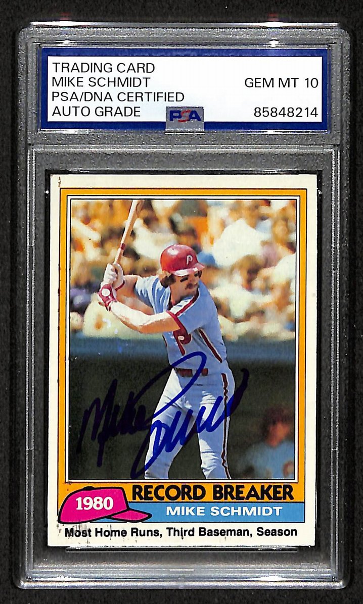 Mike Schmidt 1981 Topps Card #206 Phillies HOF Signed PSA/DNA Auto GEM 10 208773