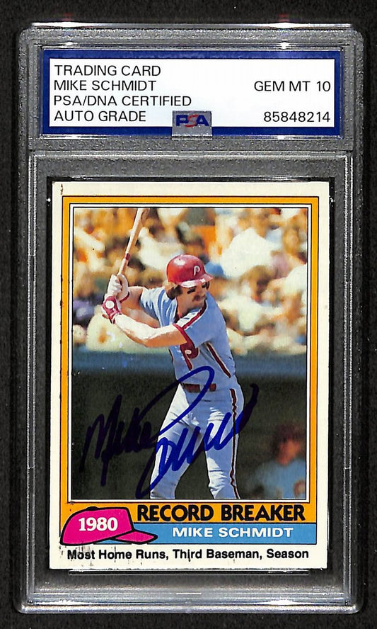 Mike Schmidt 1981 Topps Card #206 Phillies HOF Signed PSA/DNA Auto GEM 10 208773