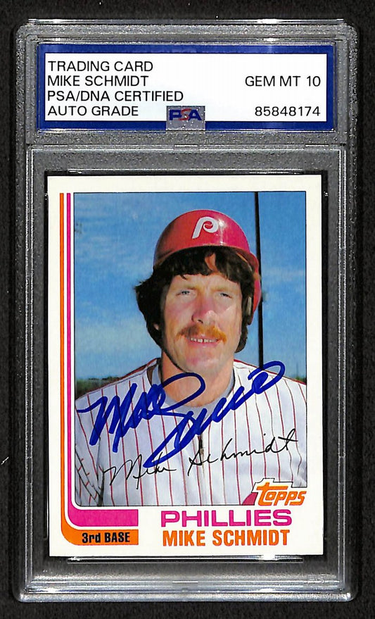 Mike Schmidt 1982 Topps Card #100 Phillies HOF Signed PSA/DNA Auto GEM 10 208774