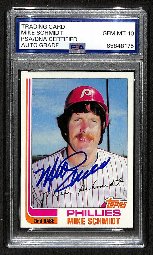 Mike Schmidt 1982 Topps Card #100 Phillies HOF Signed PSA/DNA Auto GEM 10 208775
