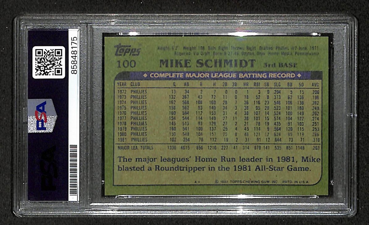 Mike Schmidt 1982 Topps Card #100 Phillies HOF Signed PSA/DNA Auto GEM 10 208775