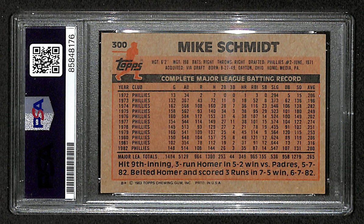 Mike Schmidt 1983 Topps Card #300 Phillies HOF Signed PSA/DNA Auto GEM 10 208776