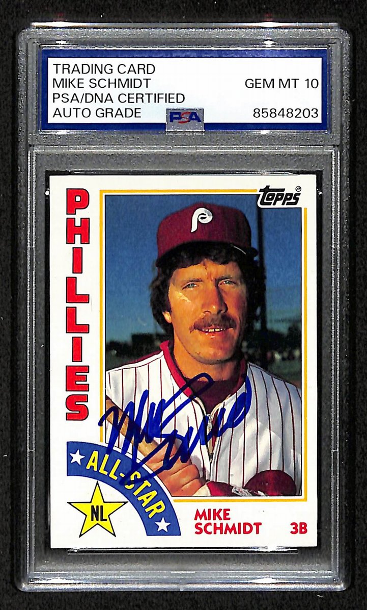 Mike Schmidt 1984 Topps Card #388 Phillies HOF Signed PSA/DNA Auto GEM 10 208780