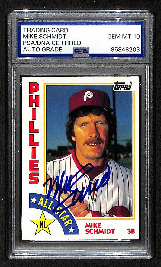 Mike Schmidt 1984 Topps Card #388 Phillies HOF Signed PSA/DNA Auto GEM 10 208780