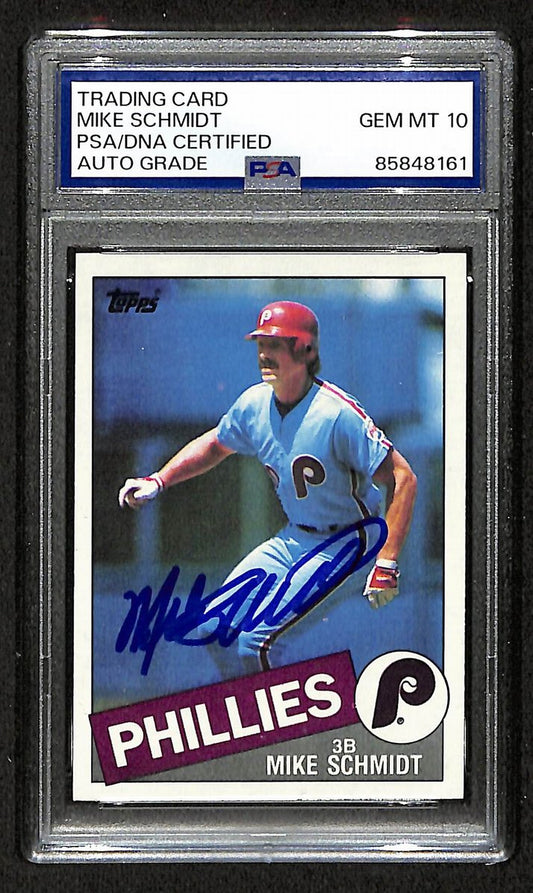 Mike Schmidt 1985 Topps Card #500 Phillies HOF Signed PSA/DNA Auto GEM 10 208781