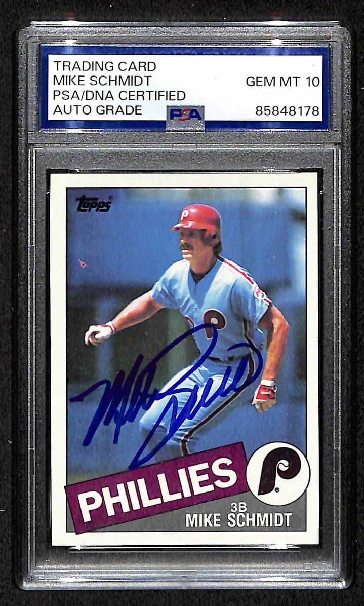 Mike Schmidt 1985 Topps Card #500 Phillies HOF Signed PSA/DNA Auto GEM 10 208782