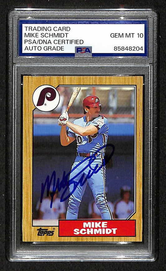 Mike Schmidt 1987 Topps Card #430 Phillies HOF Signed PSA/DNA Auto GEM 10 208784