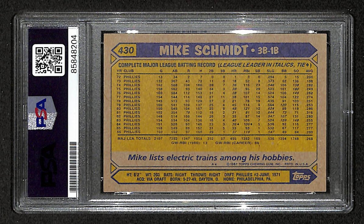 Mike Schmidt 1987 Topps Card #430 Phillies HOF Signed PSA/DNA Auto GEM 10 208784