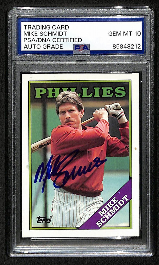 Mike Schmidt 1988 Topps Card #600 Phillies HOF Signed PSA/DNA Auto GEM 10 208785