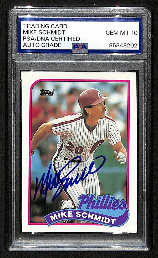 Mike Schmidt 1989 Topps Card #100 Phillies HOF Signed PSA/DNA Auto GEM 10 208786