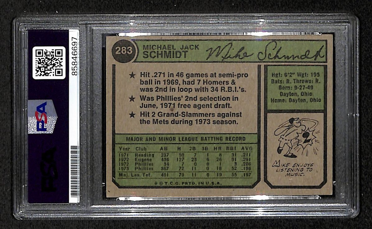 Mike Schmidt 1974 Topps Card #283 Phillies HOF Signed/Autographed PSA/DNA 208787