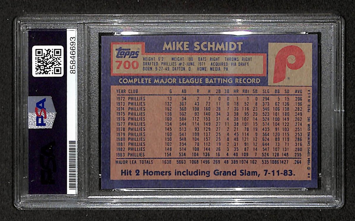 Mike Schmidt 1984 Topps Card #700 Phillies HOF Signed/Autographed PSA/DNA 208798