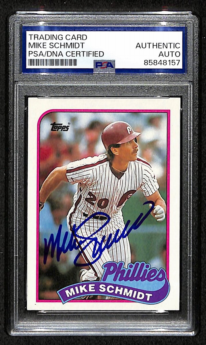 Mike Schmidt 1989 Topps Card #100 Phillies HOF Signed/Autographed PSA/DNA 208799