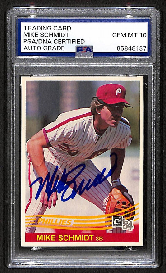 Mike Schmidt 1984 Donruss Card #183 Phillies HOF Signed PSA/DNA Auto GEM 10 8802