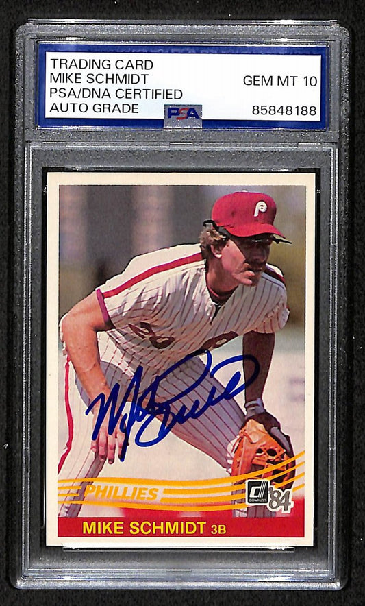 Mike Schmidt 1984 Donruss Card #183 Phillies HOF Signed PSA/DNA Auto GEM 10 8804