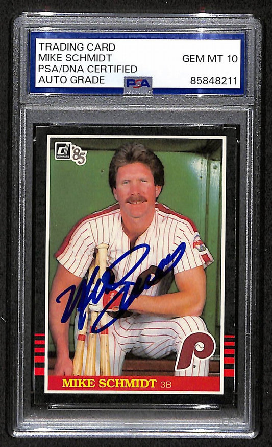 Mike Schmidt 1985 Donruss Card #61 Phillies HOF Signed PSA/DNA Auto GEM 10 8806