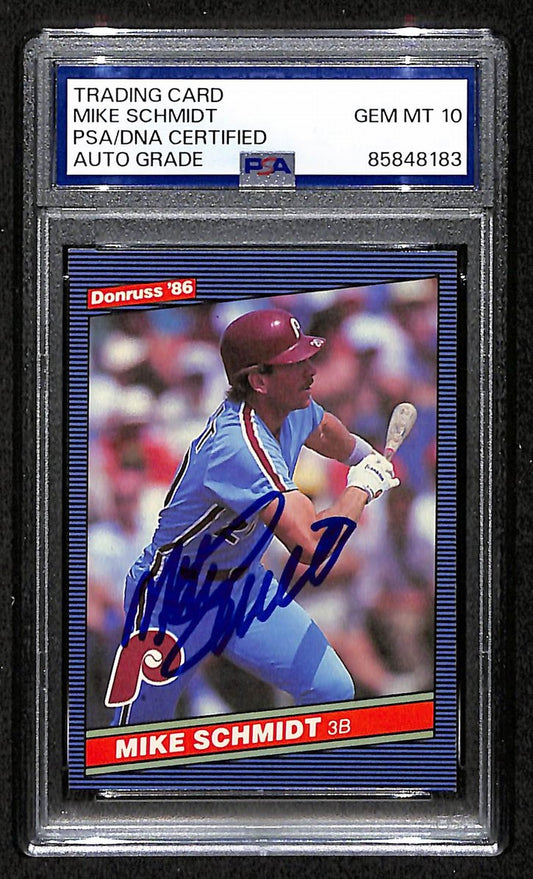 Mike Schmidt 1986 Donruss Card #61 Phillies HOF Signed PSA/DNA Auto GEM 10 8807