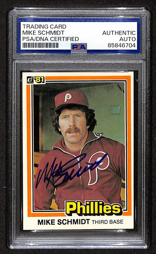 Mike Schmidt 1981 Donruss Card #11 Phillies HOF Signed/Autographed PSA/DNA 8809