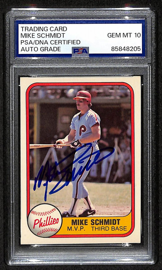 Mike Schmidt 1981 Fleer Card #5 Phillies HOF Signed PSA/DNA Auto GEM 10 208810