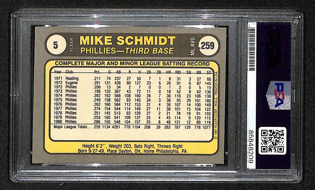 Mike Schmidt 1981 Fleer Card #5 Phillies HOF Signed PSA/DNA Auto GEM 10 208811