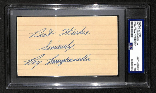 Roy Campanella Dodgers HOF Signed/Autographed 3x5 Index Card PSA/DNA BA209453