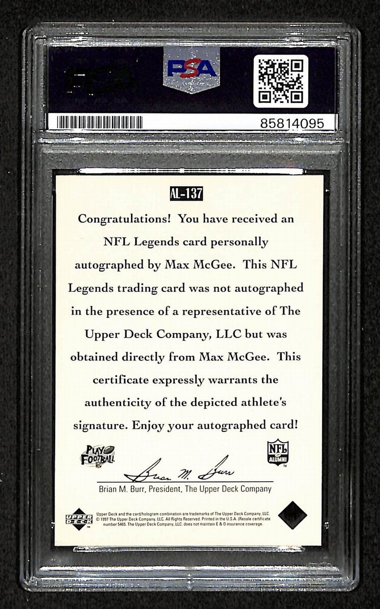 Max McGee 1997 Upper Deck Card #AL-137 Signed/Auto PSA/DNA Packers BA209409
