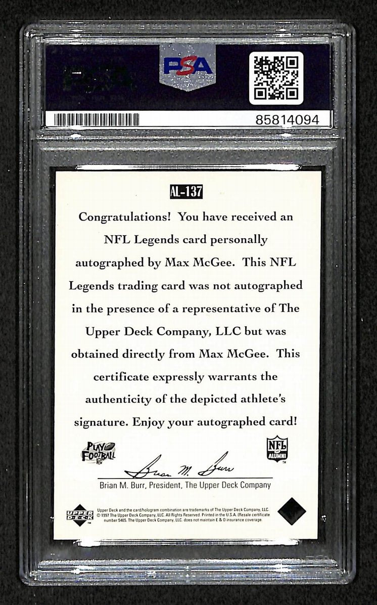 Max McGee 1997 Upper Deck Card #AL-137 Signed PSA/DNA Packers BA209410