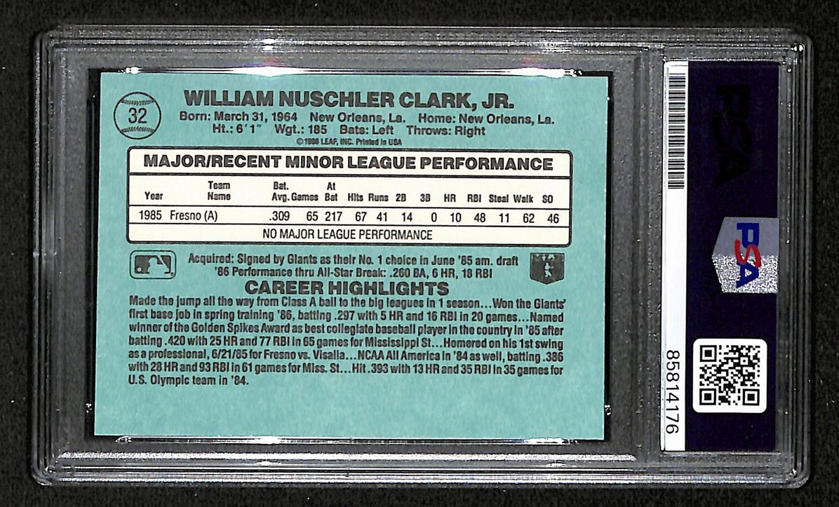 Will Clark 1986 Donruss The Rookies Card #32 Signed/Auto PSA/DNA Giants BA209413