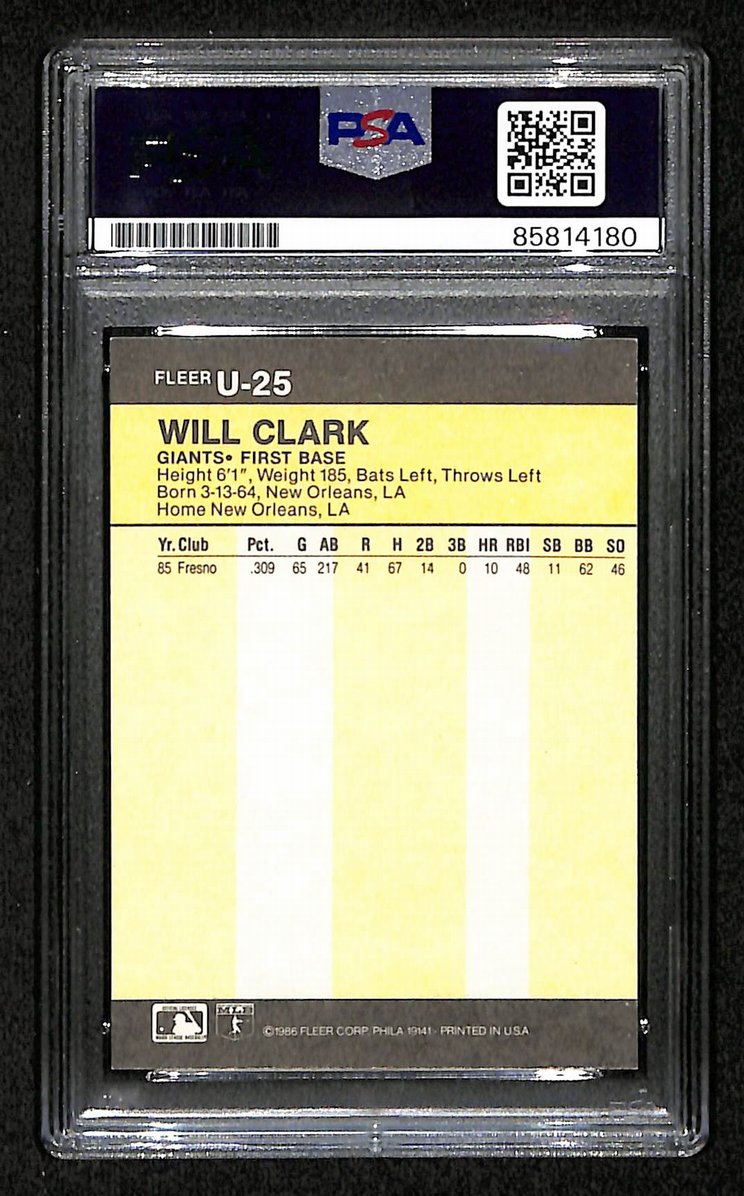 Will Clark 1986 Fleer Update Card U25 Signed/Autographed PSA/DNA Giants BA209420