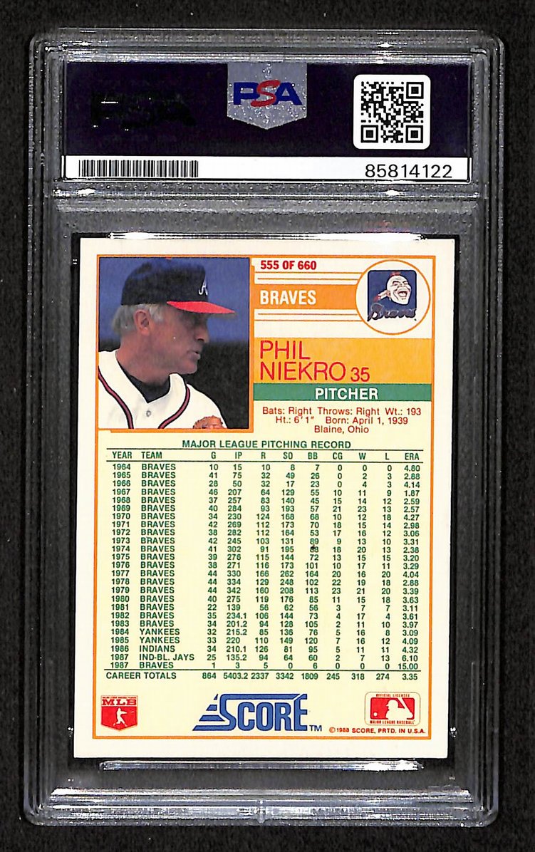 Phil Niekro HOF 1988 Score Card #555 Signed/Autographed PSA/DNA Braves BA209438