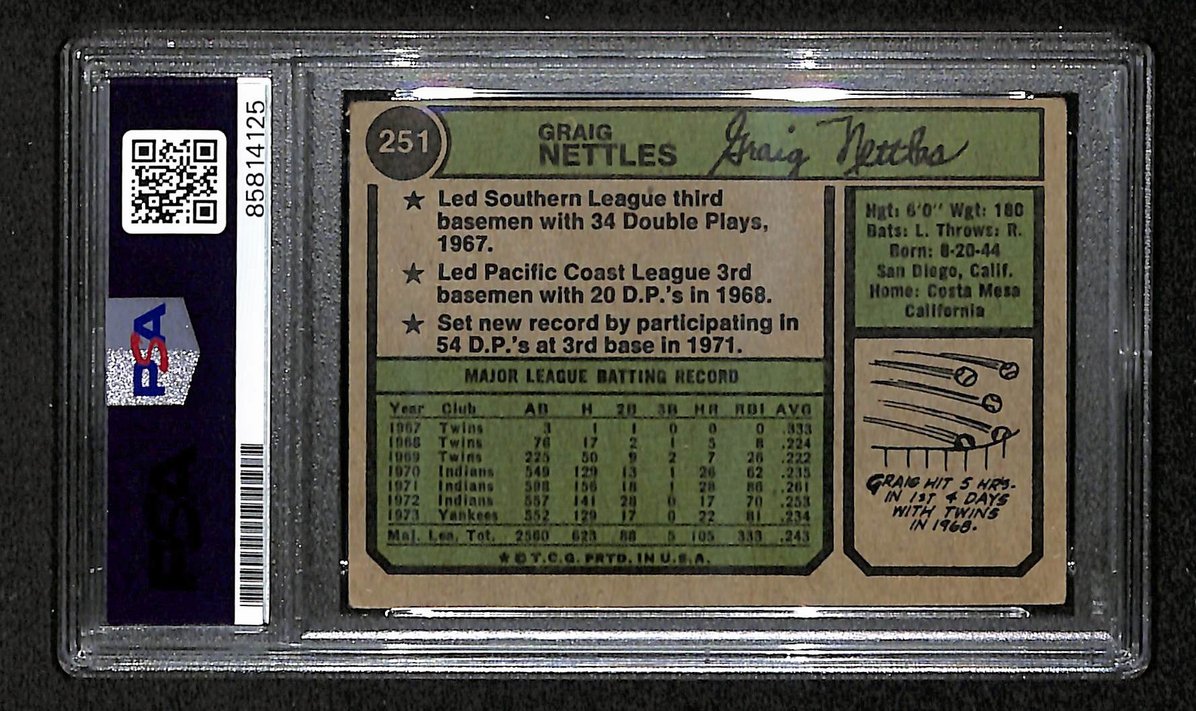 Graig Nettles 1974 Topps Card #251 Signed/Autographed PSA/DNA Yankees BA209441
