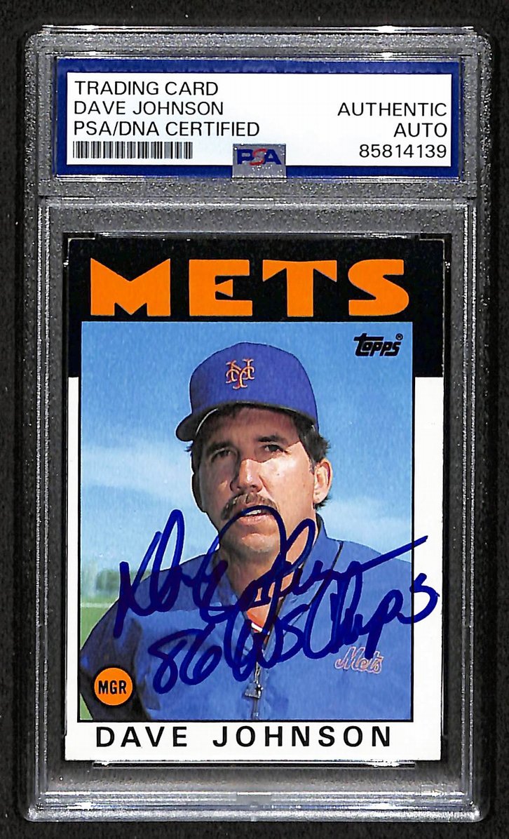 Dave Johnson 1986 Topps Card #501 Signed & Insc "86 WS Champs" PSA/DNA  BA209443